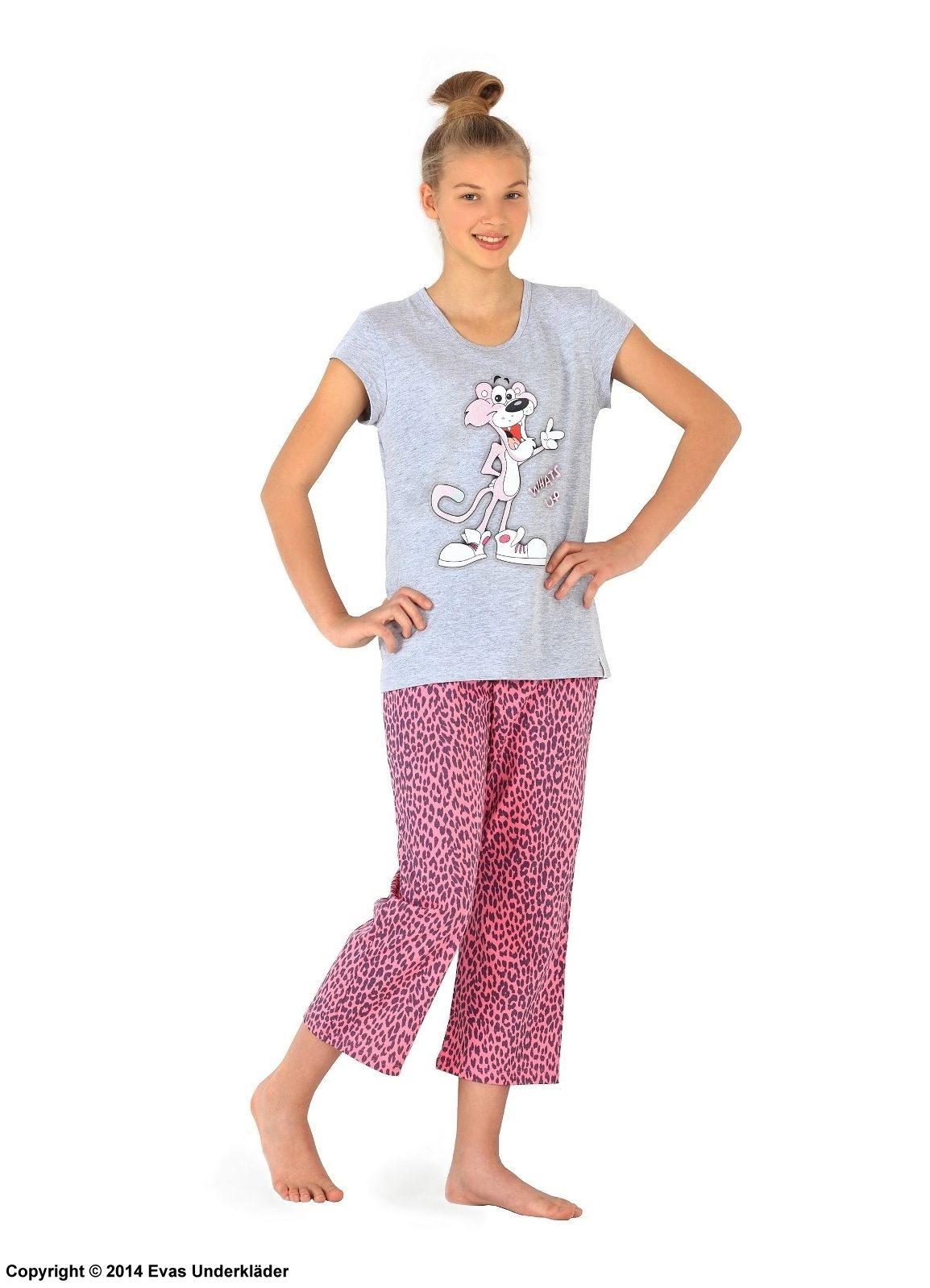 Pyjamas med leopardmönstrade byxor